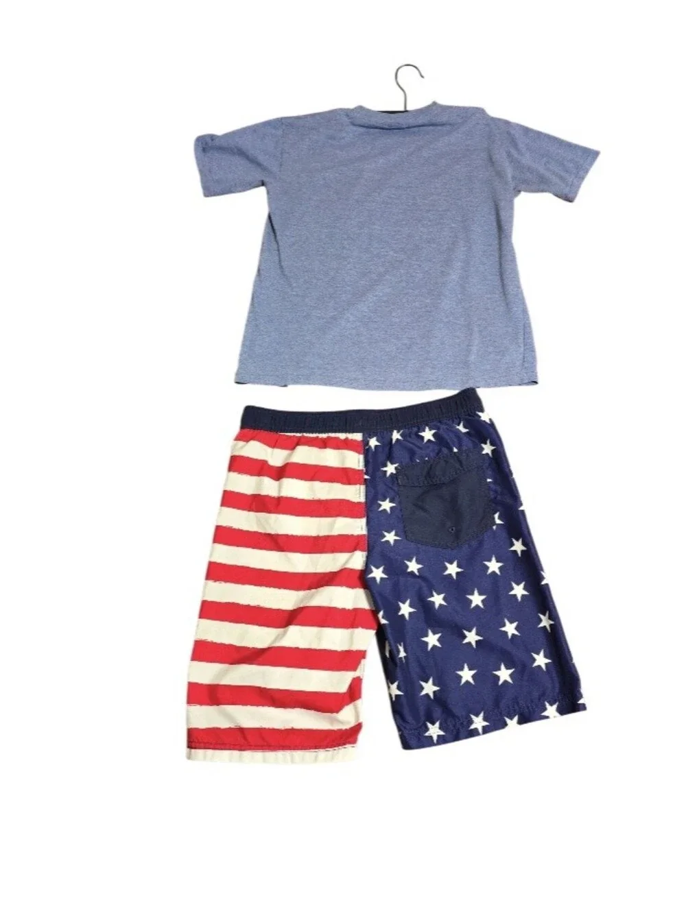 Cat & Jack Blue Tee with Red, White & Blue Flag Shorts Pajama Set
